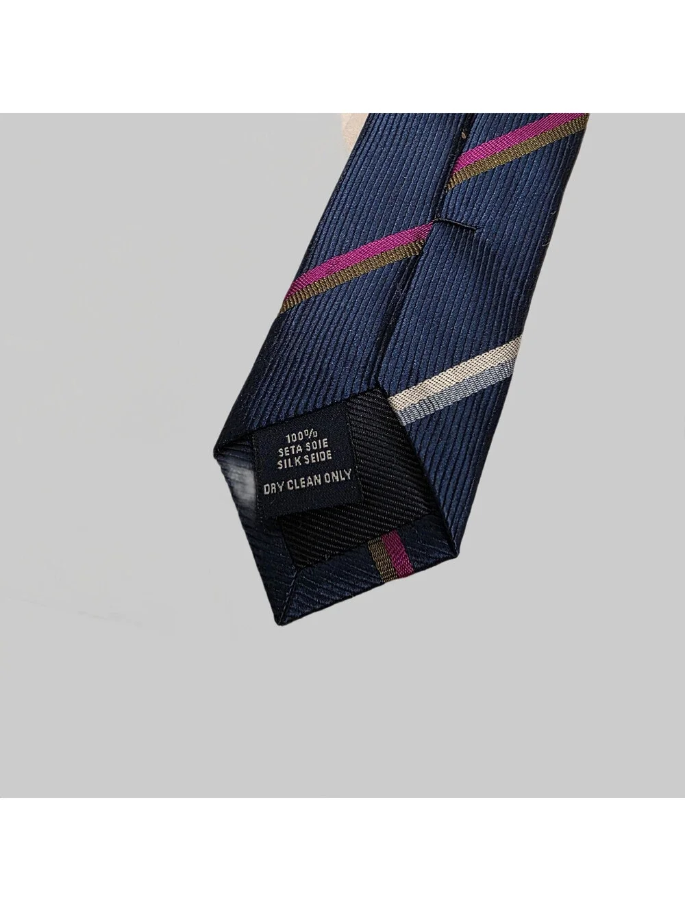 Charles Tyrwhitt Silk Necktie Navy Blue Striped regimental Woven Tie 60 x 3.5